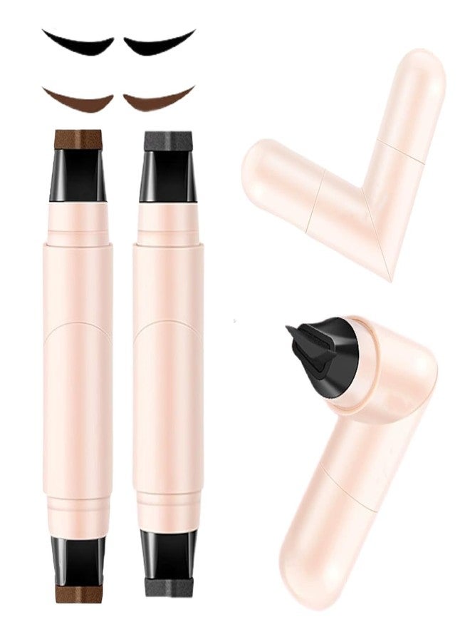 Mrettick 2pcs Rotatable Eyeliner Stamp Set - Quick Shaping Tool with Left/Right Eye Marked, Smudge-Proof & Long-Lasting, Ready to Use, Flawless Winged Eyeliner for Beginners & Makeup Enthusiasts, Black & Brown - Image 1